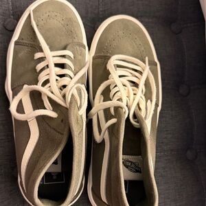 Vans Khaki High-Top Sneakers with White Trim